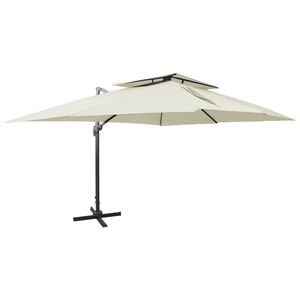 vidaXL Parasol ogrodowy Cantilever z podw&oacute;jną g&oacute;rą, piaskowy, 400x300 cm