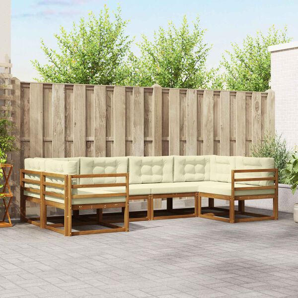 vidaXL Zestaw sof na zewnątrz z poduszką 6 pcs Naturalny i Kremowy