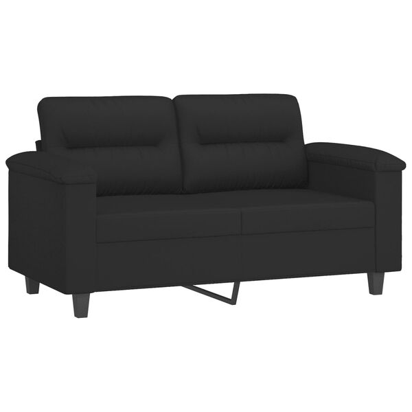 vidaXL Sofa 2-osobowa, czarna, 120 cm, tapicerowana mikrofibrą