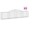 vidaXL Kosze gabionowe, 5 szt., 300x30x60/80 cm, galwanizowane żelazo