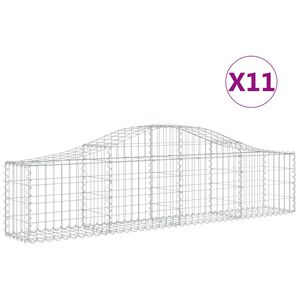 vidaXL Kosze gabionowe, 11 szt, 200x30x40/60 cm, galwanizowane żelazo