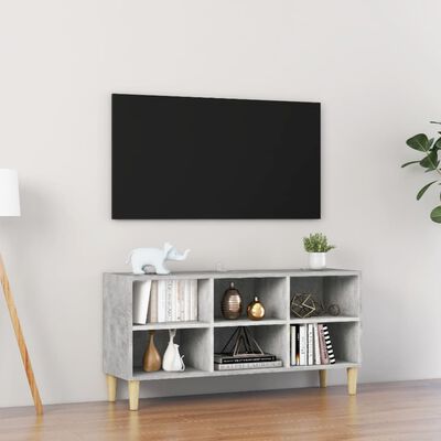 vidaXL Szafka TV z drewnianymi nogami, szarość betonu, 103,5x30x50 cm