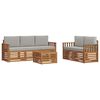 vidaXL Zestawy sof 6 pcs Naturalny i Jasny Szary Lite Drewno Akacji