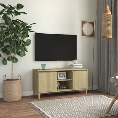 vidaXL Szafka TV, drewniane nóżki, dąb sonoma, 103,5x35x50 cm