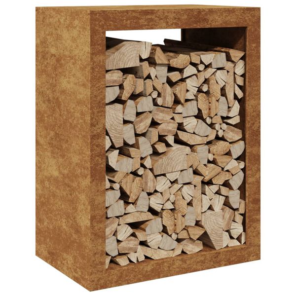 vidaXL Stojak na drewno opałowe 60x40x80 cm Stal kortenowska