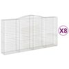 vidaXL Kosze gabionowe, 8 szt, 400x50x200/220 cm, galwanizowane żelazo