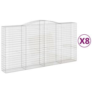 vidaXL Kosze gabionowe, 8 szt, 400x50x200/220 cm, galwanizowane żelazo