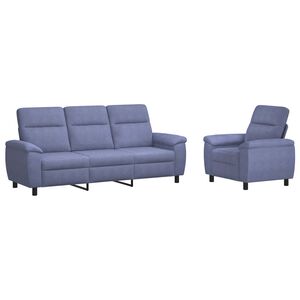 vidaXL Zestaw Sof 2 pcs Niebieski dżins tkanina