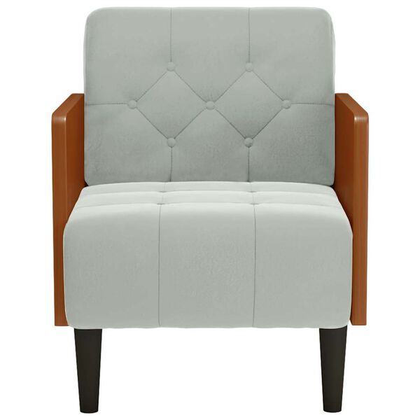 vidaXL Sofa Fotel z Podłokietnikami Jasnoszary 55 cm Aksamit