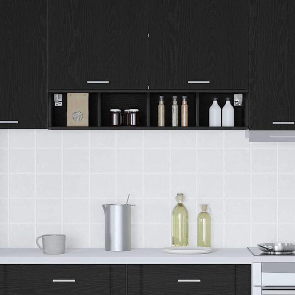 vidaXL Szafka wisząca z przechowywaniem Czarny Dąb 20 x 29,5 x 100 cm