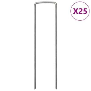 vidaXL Kołki gruntowe w kształcie litery U, 25 szt., 15x3,5 cm, stal