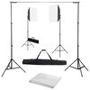 vidaXL Fotograficzny zestaw studyjny z lampami softbox i tłem