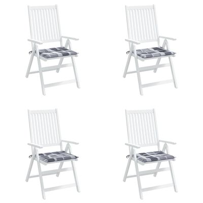 vidaXL Poduszki na krzesła ogrodowe, 4 szt., szara krata, 50x50x3 cm