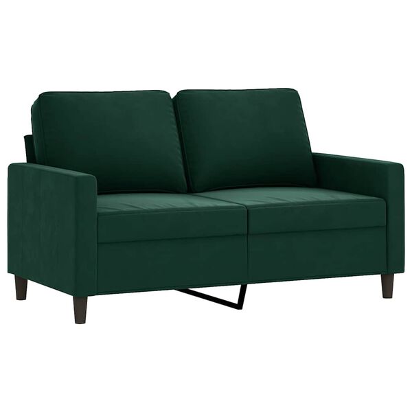 vidaXL Sofa 2-osobowa, ciemnozielona, 120 cm, tapicerowana aksamitem