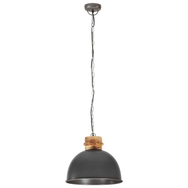 vidaXL Industrialna lampa wisząca, szara, okrągła, 50 cm, E27, mango