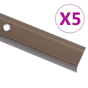 vidaXL Listwy schodowe w kształcie litery L 5 szt. Aluminium 90 cm