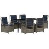 vidaXL Zestaw do jadalni w ogrodzie 7 pcs Szary polirattan