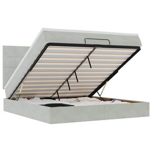 vidaXL Rama ł&oacute;żka otomana z materacami, szara, 180x200 cm, aksamit