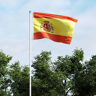 vidaXL Flaga Hiszpanii z aluminiowym masztem, 6 m
