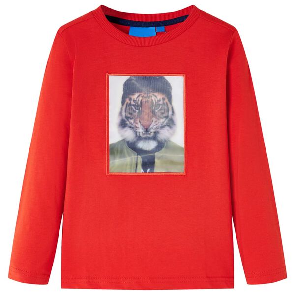 Koszulka dziecięca z długimi rękawami, czerwona, 104