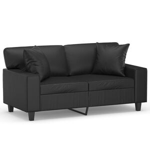 vidaXL 2-osobowa sofa z poduszkami, czarna, 120 cm, sztuczna sk&oacute;ra