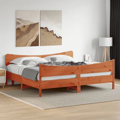 vidaXL Rama łóżka z wezgłowiem, woskowy brąz, 180x200 cm, sosnowa