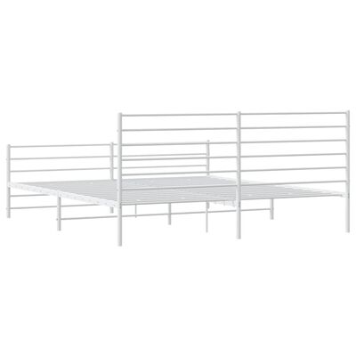 vidaXL Metalowa rama łóżka z wezgłowiem i zanóżkiem, biała, 183x213 cm