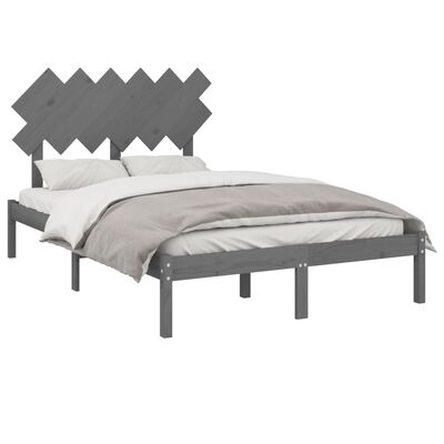 vidaXL Rama łóżka, szara, 120x200 cm, lite drewno