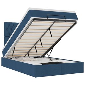 vidaXL Rama ł&oacute;żka otomana z materacem, niebieska, 120x190 cm, tkanina