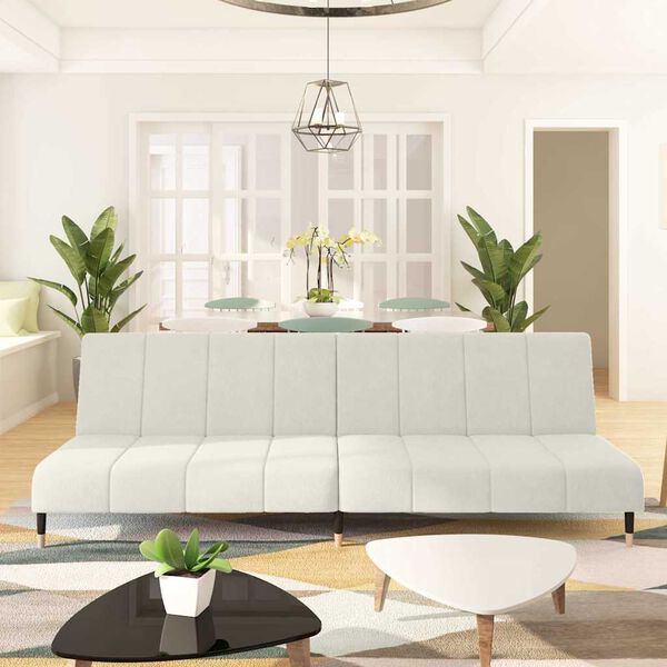 vidaXL 2-osobowa kanapa, kremowa, tapicerowana aksamitem