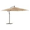 vidaXL Parasol ogrodowy z LED, stalowy słupek, brązowy, 290x290x238 cm