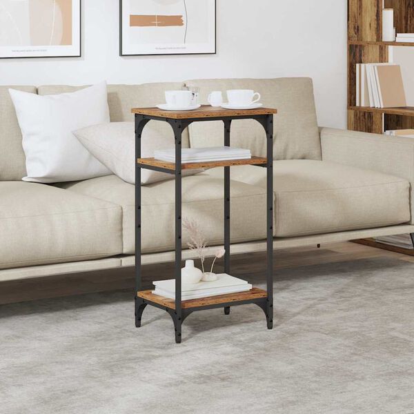 vidaXL Stolik boczny z p&oacute;łką Stare drewno 40 x 30 x 75 cm