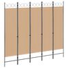 vidaXL 5-panelowy parawan Beżowy 200 x 180 cm tkanina