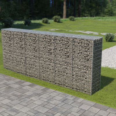 vidaXL Ściana gabionowa z pokrywami, galwanizowana stal, 300x50x150 cm