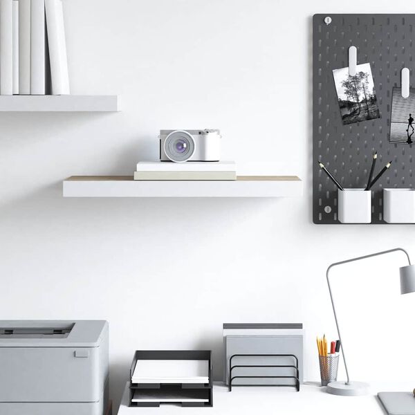 vidaXL P&oacute;łka ścienna, kolor dębowy i biały, 60x23,5x3,8 cm, MDF