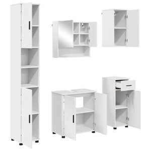 vidaXL Zestaw mebli łazienkowych z szufladą z drzwiami 5 pcs Biały