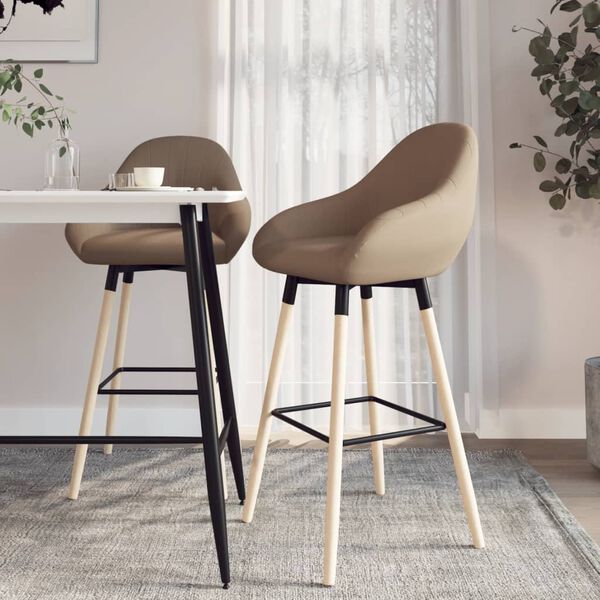 vidaXL Stołki barowe, 2 szt., kolor taupe, tapicerowane tkaniną