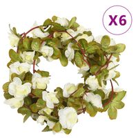 vidaXL Sztuczne girlandy kwiatowe, 6 szt., białe, 250 cm