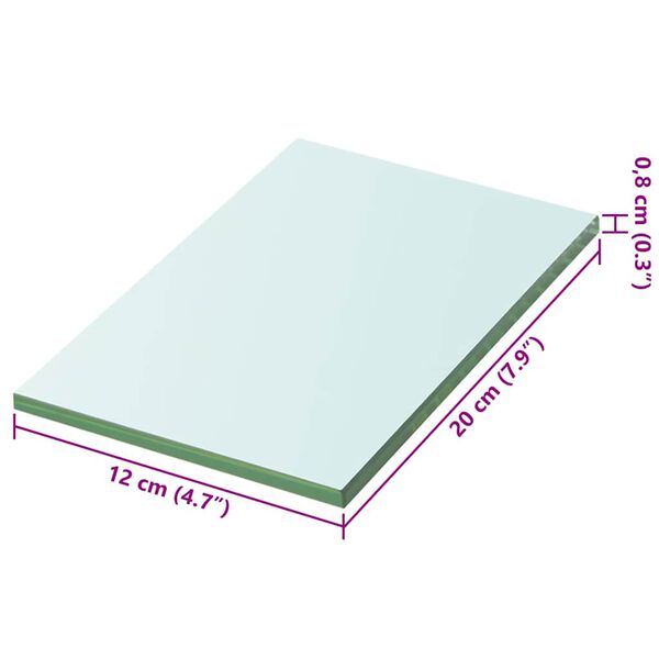 vidaXL P&oacute;łki, 2 szt., panel bezbarwnego szkła, 20 x 12 cm