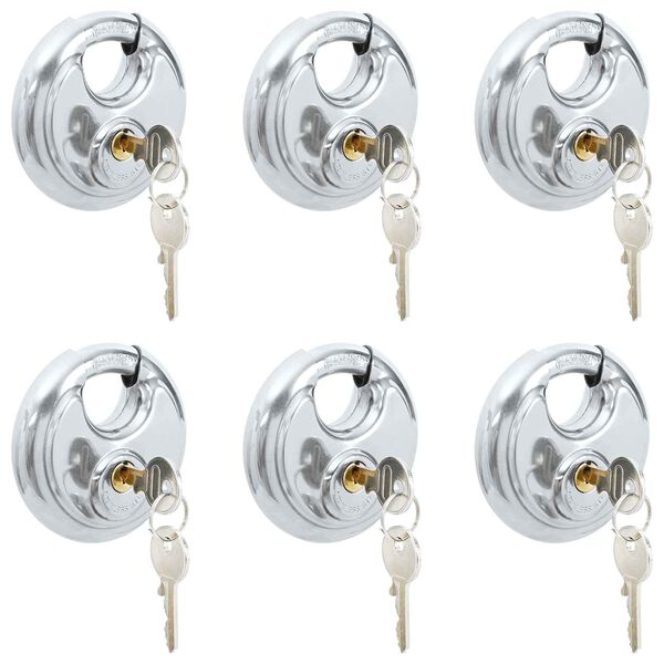 vidaXL Kł&oacute;dki discus z kluczami 6 pcs Srebrny 8 x 2.8 x 8 cm