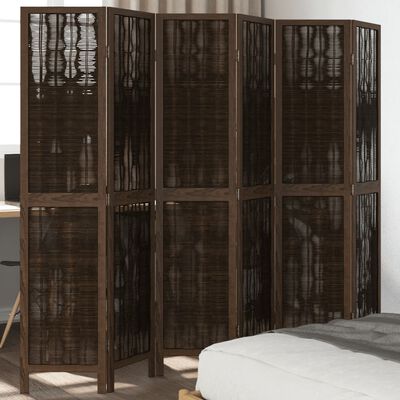 vidaXL Parawan pokojowy, 6-panelowy, ciemny brąz, lite drewno paulowni