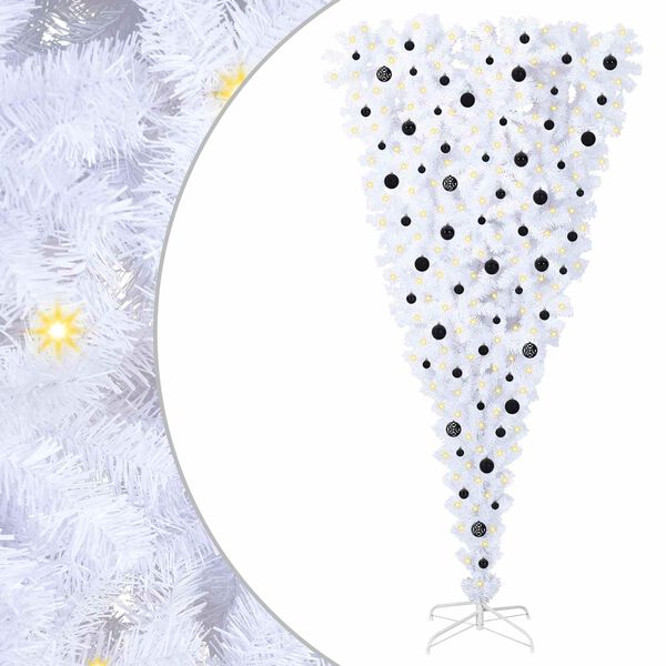 vidaXL Sztuczna choinka z 300 diodami LED Biały 240 cm PVC i Stal