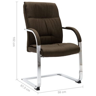 vidaXL Krzesło biurowe, wspornikowe, brązowe, tkanina