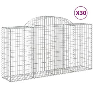 vidaXL Kosze gabionowe, 30 szt, 200x50x100/120cm, galwanizowane żelazo