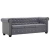 vidaXL Sofa Chesterfield, 3-os., obita aksamitem, 199x75x72 cm, szara