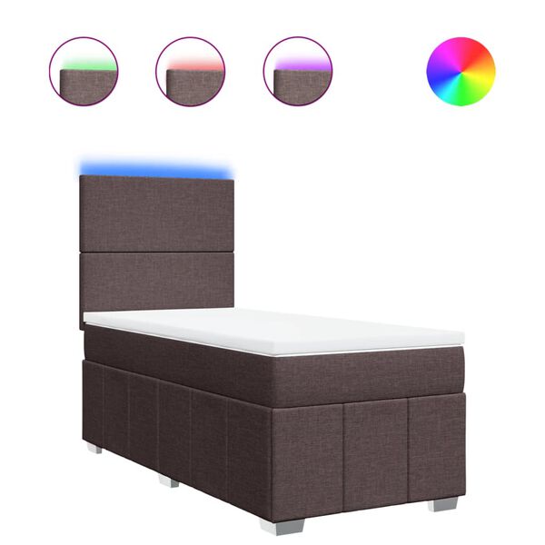 vidaXL Ł&oacute;żko kontynentalne z materacem, brązowe, tkanina, 90x190 cm