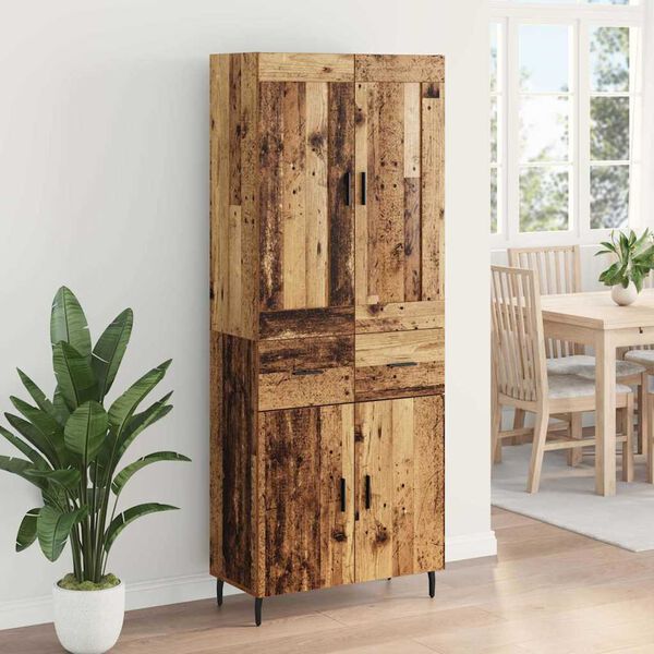 vidaXL Highboard z szufladą 2 pcs Stare drewno Materiał drewnopochodny