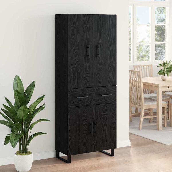 vidaXL Highboard z szufladą 2 pcs Czarny Dąb 69,5 x 34 x 180 cm