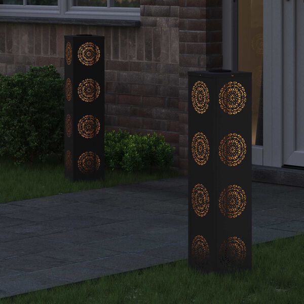 vidaXL Słoneczna LED lampa na ścieżkę 2 pcs Czarny