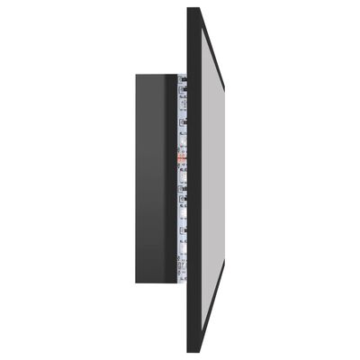 vidaXL Lustro łazienkowe LED, wysoki połysk, czarne, 90x8,5x37, akryl
